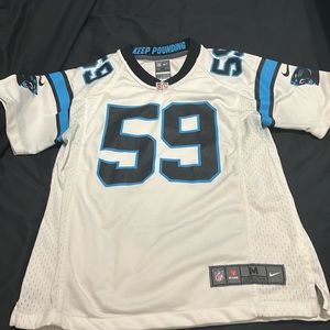 Carolina Panthers white NFL Nike Luke Kuechly jersey youth size medium